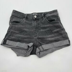 HM Denim Shorts Size 2 Gray Mid Rise 1" Inseam Cotton Blend Stretch Preppy